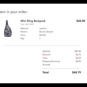 Vera Bradley mini sling backpack